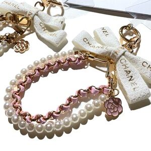 Handmade Upcycled Keychain, Repurposed From Chanel Ribbon With Unbranded Chain